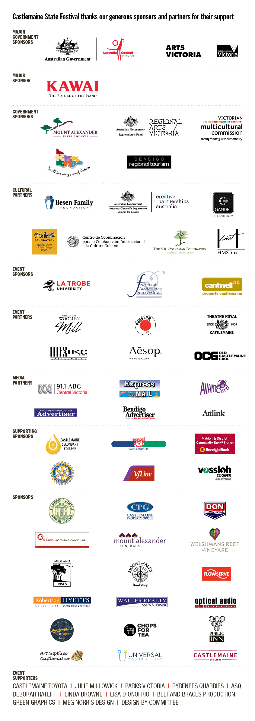 Festival sponsors